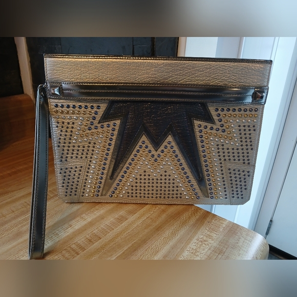 MCM RARE Studded Metallic Wristlset/Clutch - Picture 2 of 9